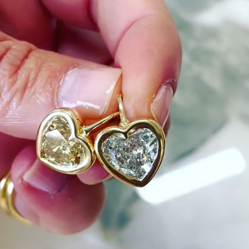 6.0 Carat Heart Cut White Gemstone Earrings