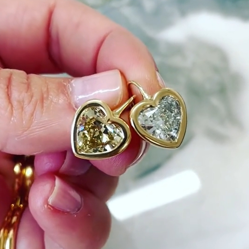 6.0 Carat Heart Cut White Gemstone Earrings