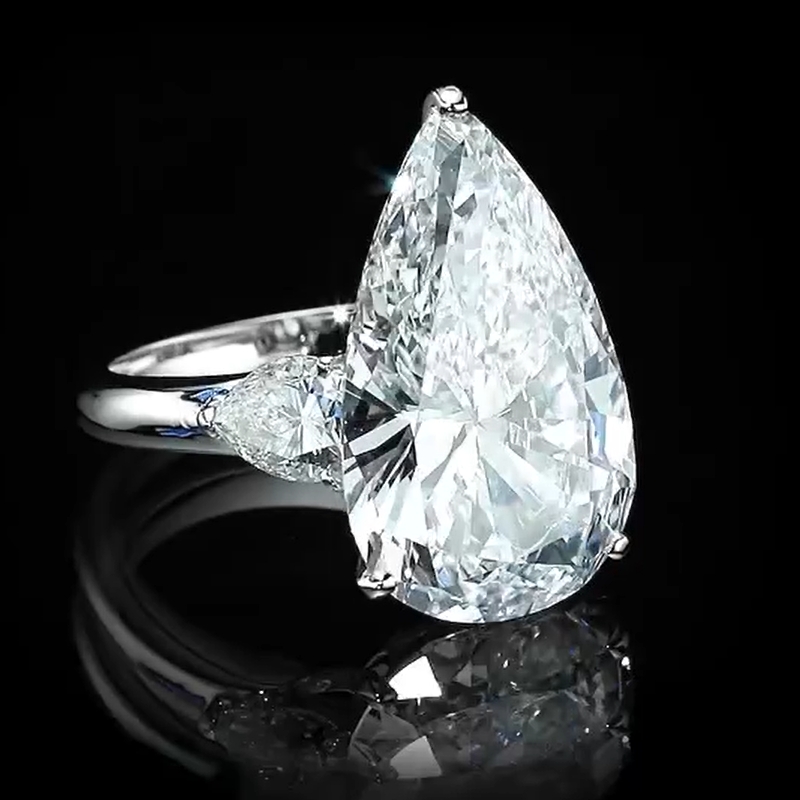 10.0 Carat  Pear Cut Diamond Engagement Ring