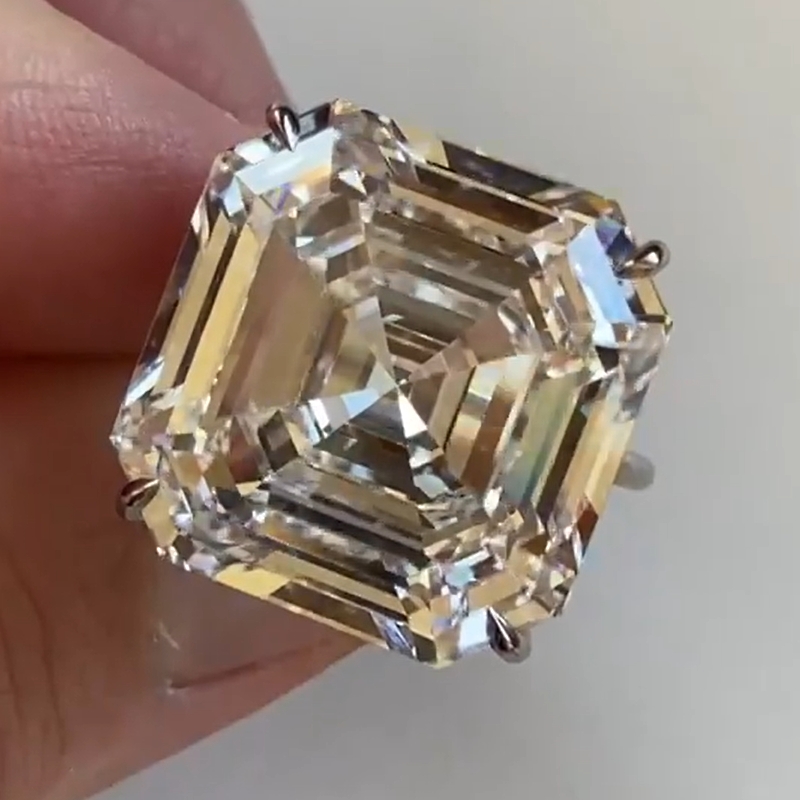 40.0 Carat Asscher Cut White Diamonds Engagement Ring