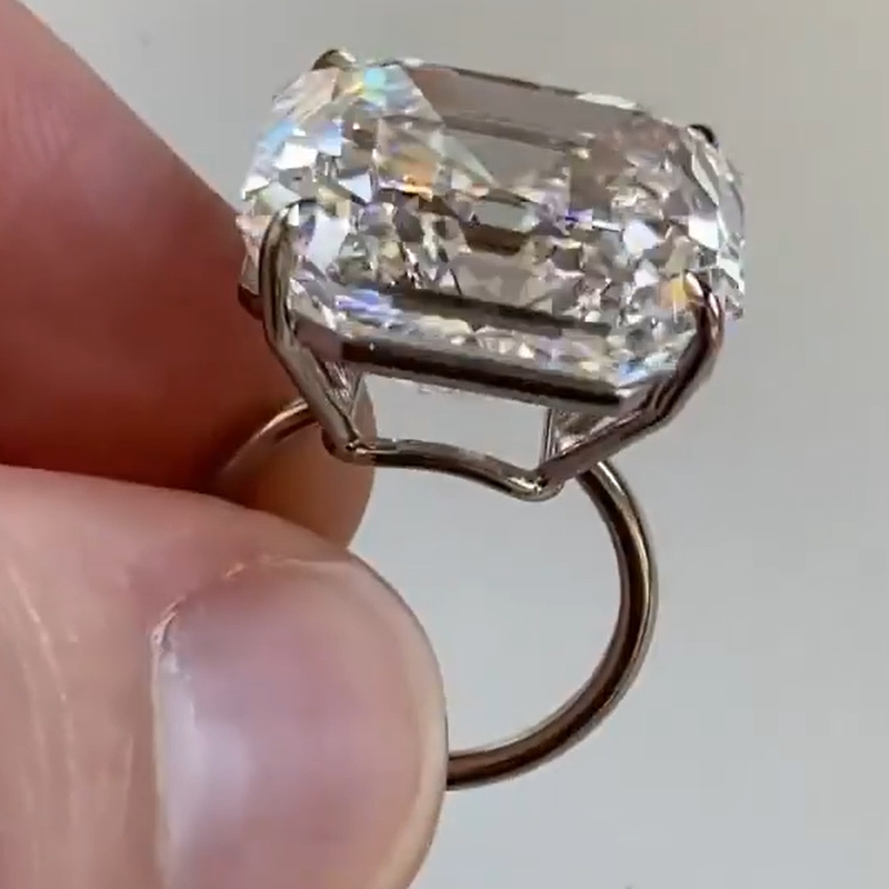 40.0 Carat Asscher Cut White Diamonds Engagement Ring