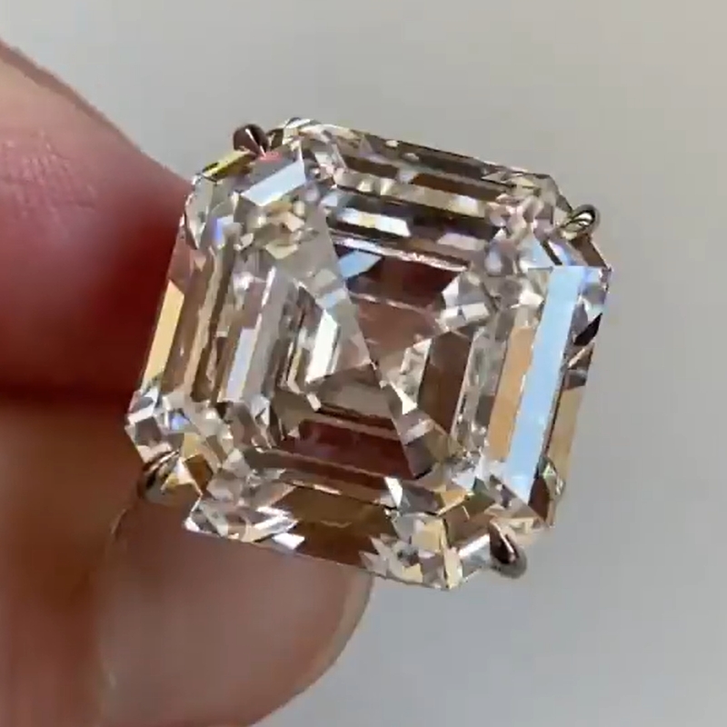 40.0 Carat Asscher Cut White Diamonds Engagement Ring