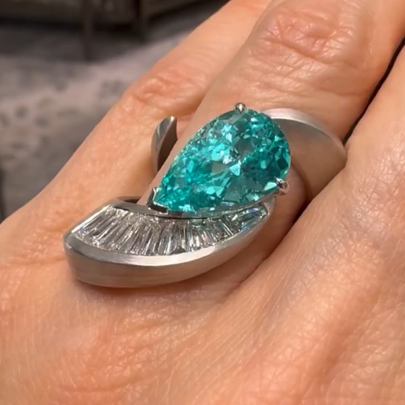 4.7 Carats Pear Cut High Carbon Diamond Gemstone Cocktail Ring