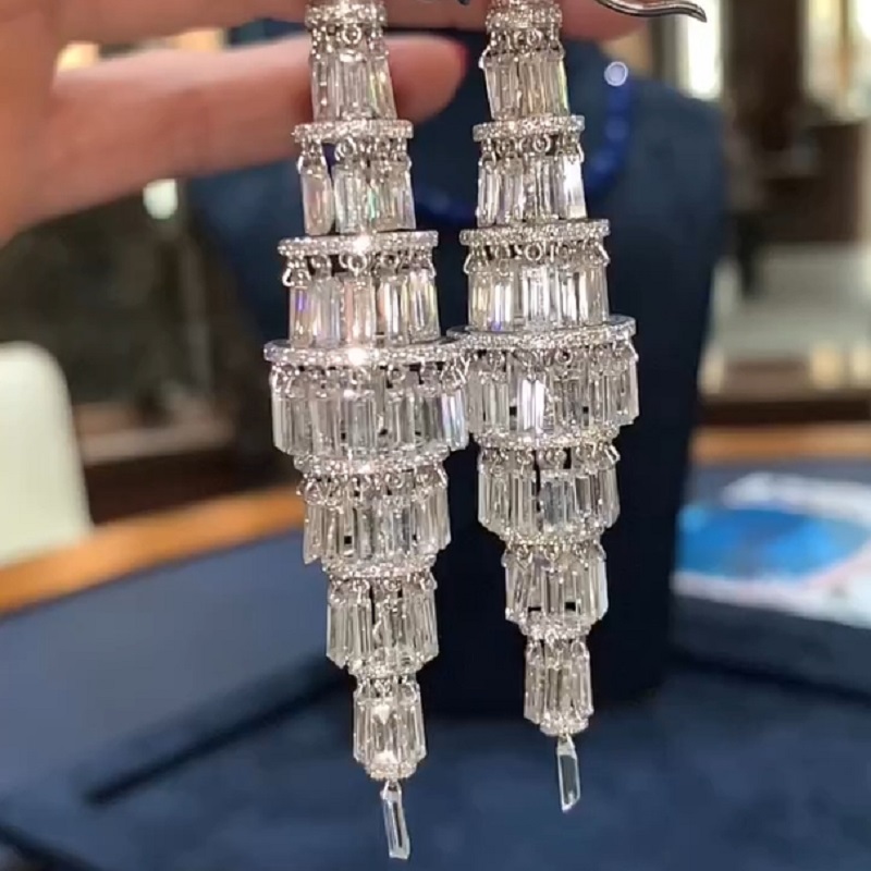 22.49 Carats Of White Baguette Diamonds Earrings