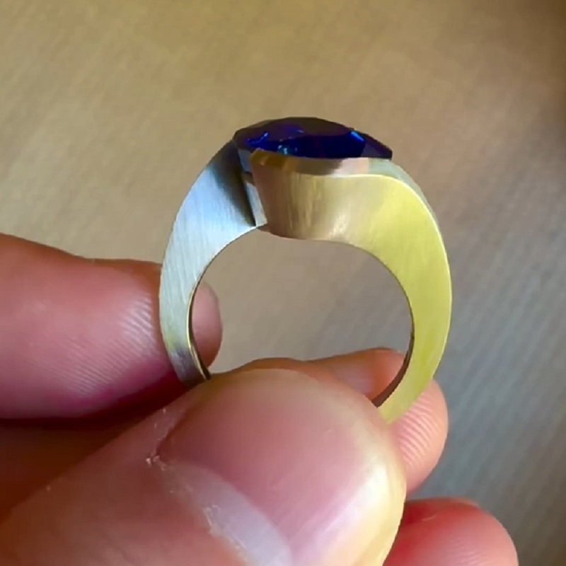 6.99 Carat Cushion Cut Blue Sapphire Engagement Ring