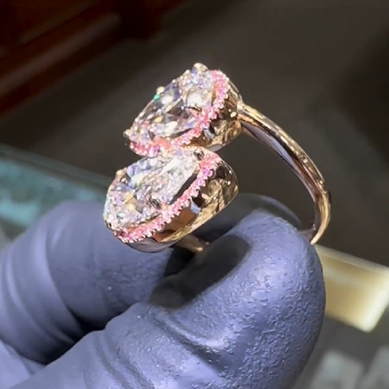 3.0 Carat Extravagant Twin Pears Engagement Ring