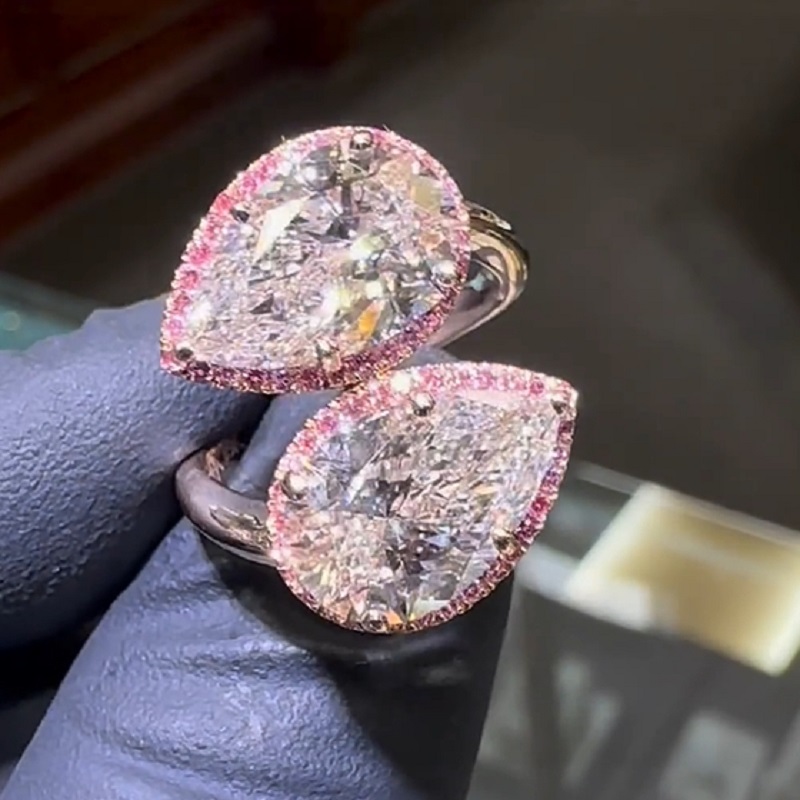 3.0 Carat Extravagant Twin Pears Engagement Ring