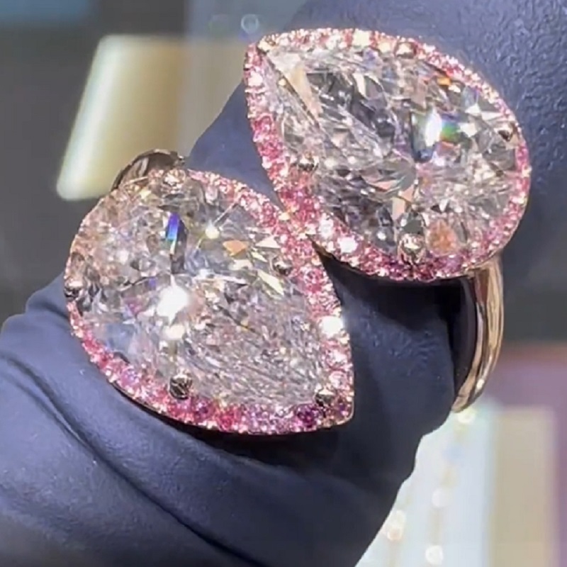 3.0 Carat Extravagant Twin Pears Engagement Ring