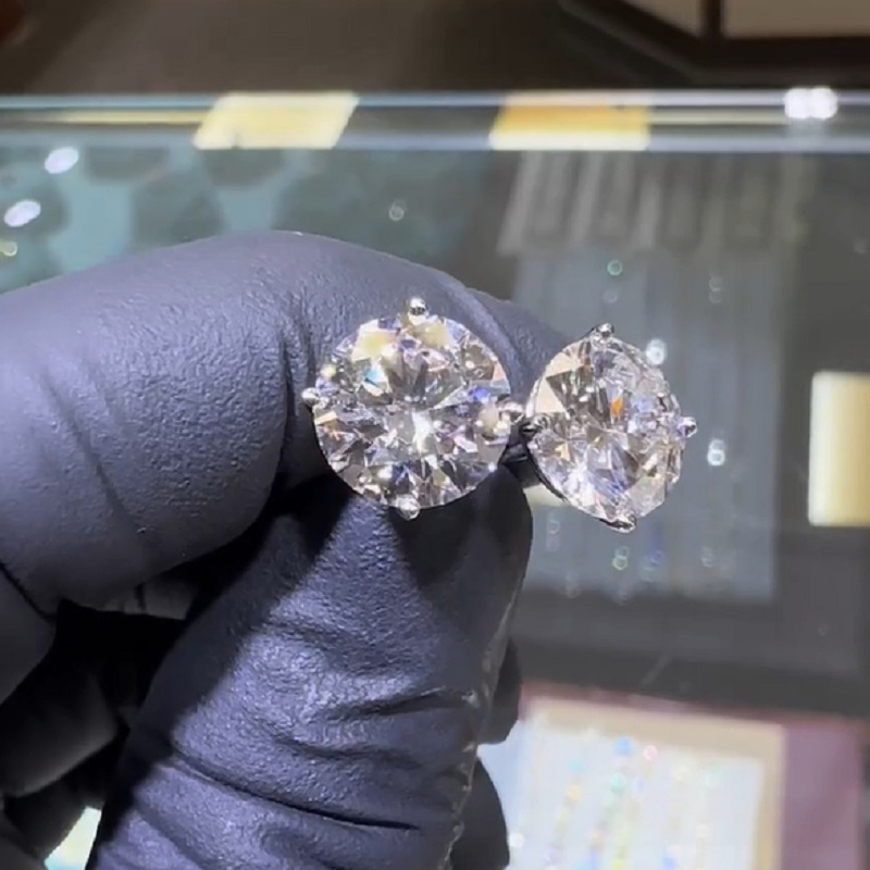 6.5 Carats Huge Round Diamond Drop Earrings