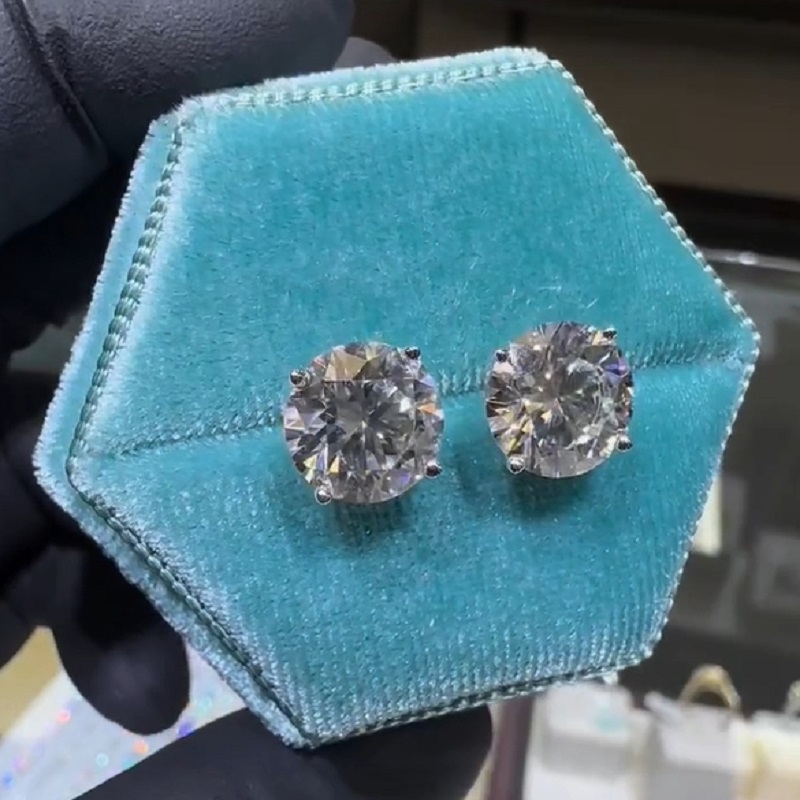 6.5 Carats Huge Round Diamond Drop Earrings