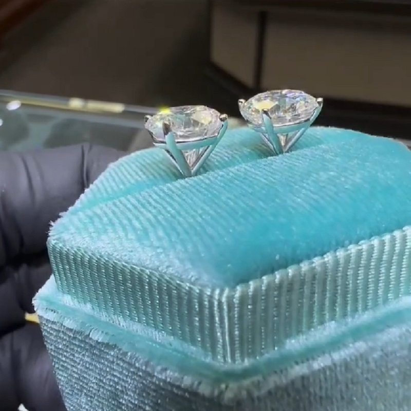6.5 Carats Huge Round Diamond Drop Earrings