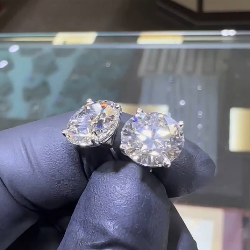 6.5 Carats Huge Round Diamond Drop Earrings