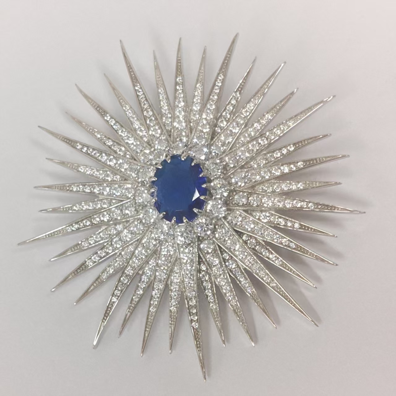 Sapphire & White Stone Star Brooch Pin