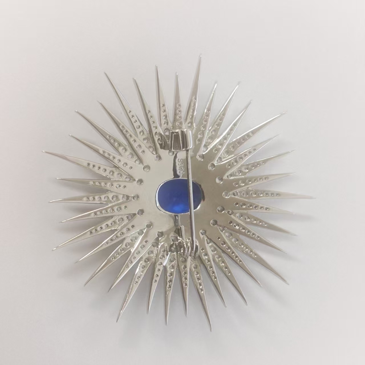 Sapphire & White Stone Star Brooch Pin