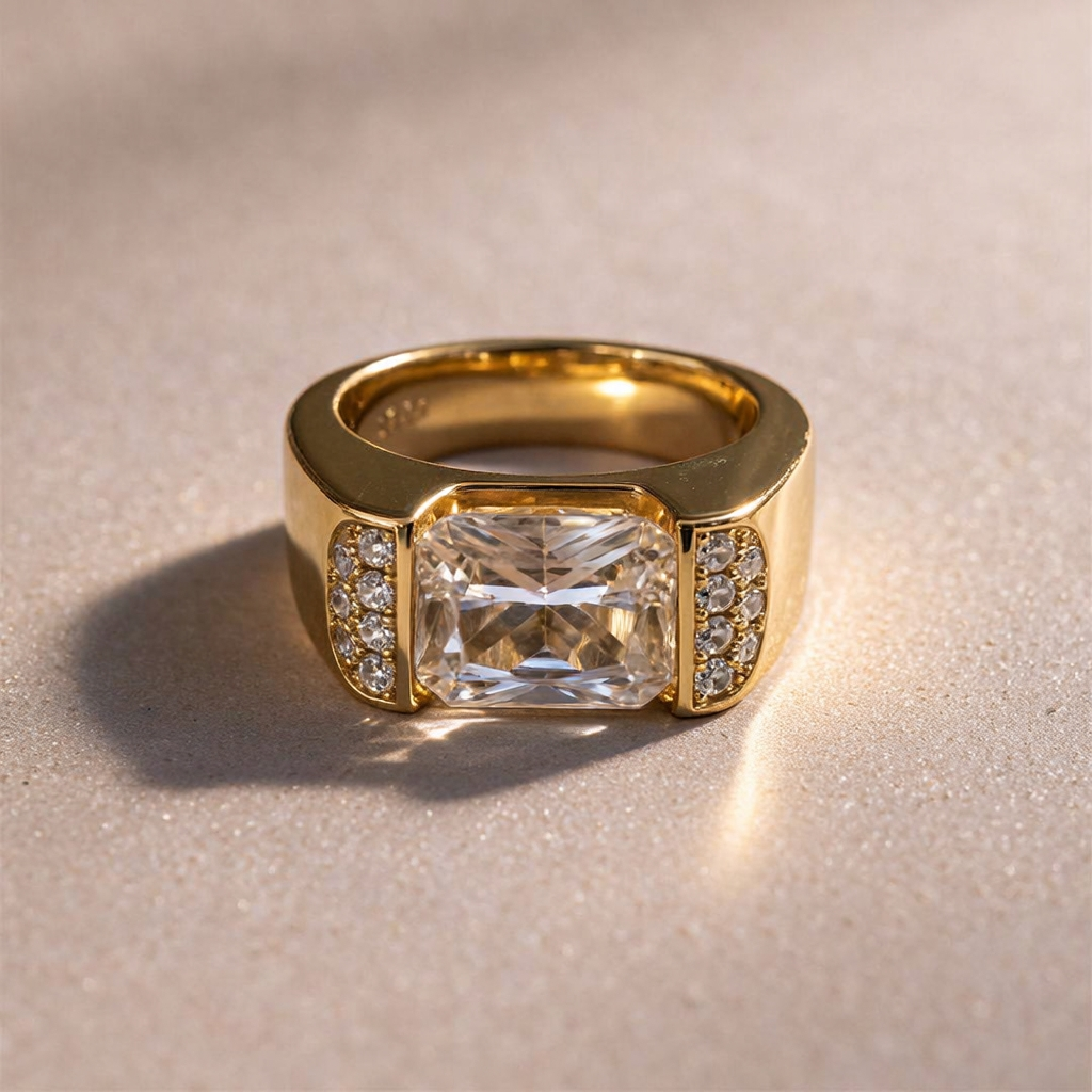 4.13ct Men's Radiant Cut White Stone Ring