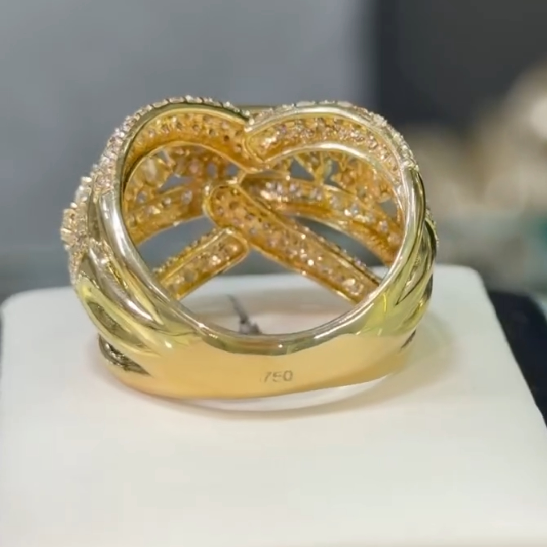 3.25ctw Unique Design  Multi-cut  Ring in Gold Plating