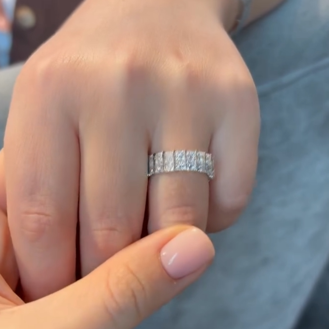 5.65ctw Princess Cut White Stone Eternity Ring