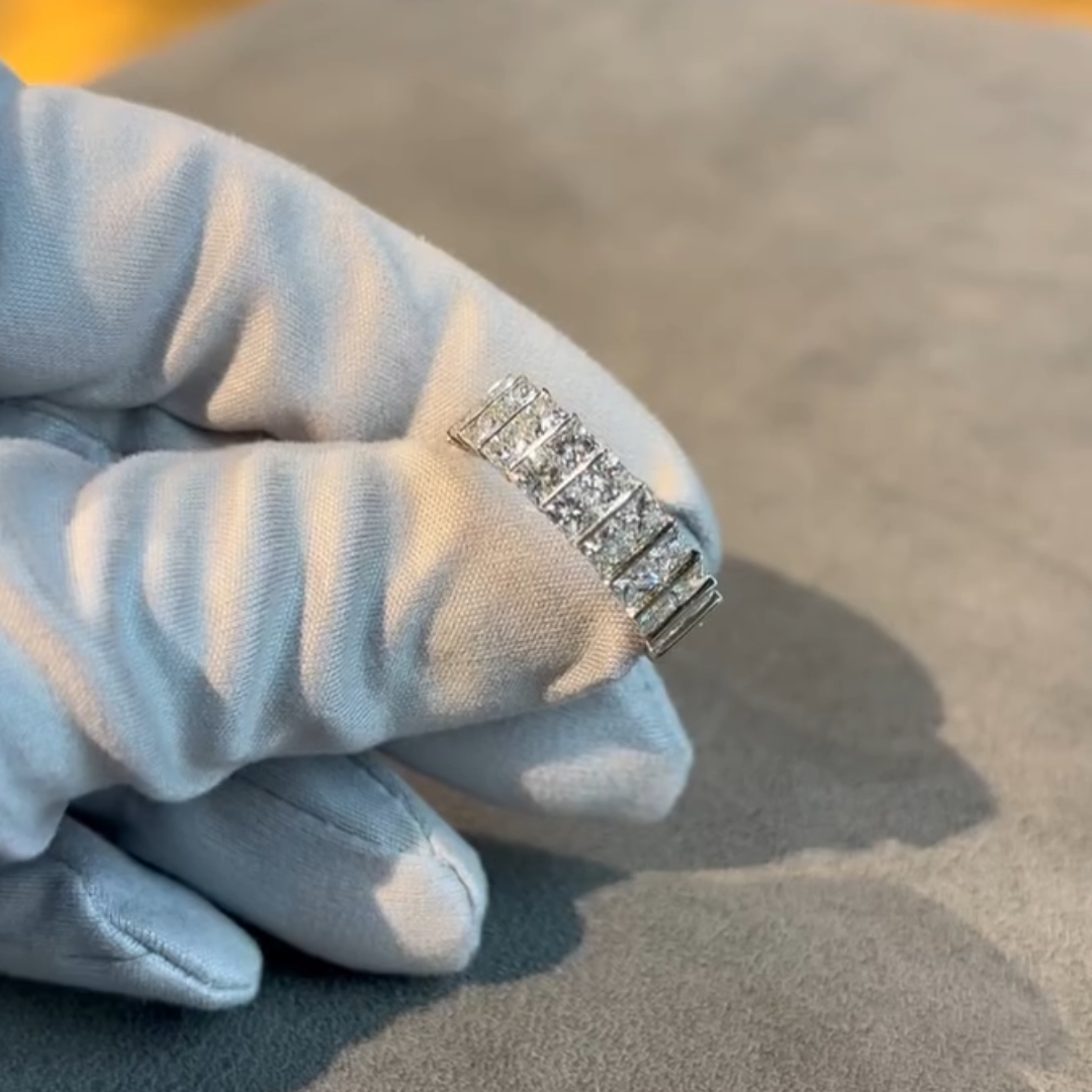 5.65ctw Princess Cut White Stone Eternity Ring