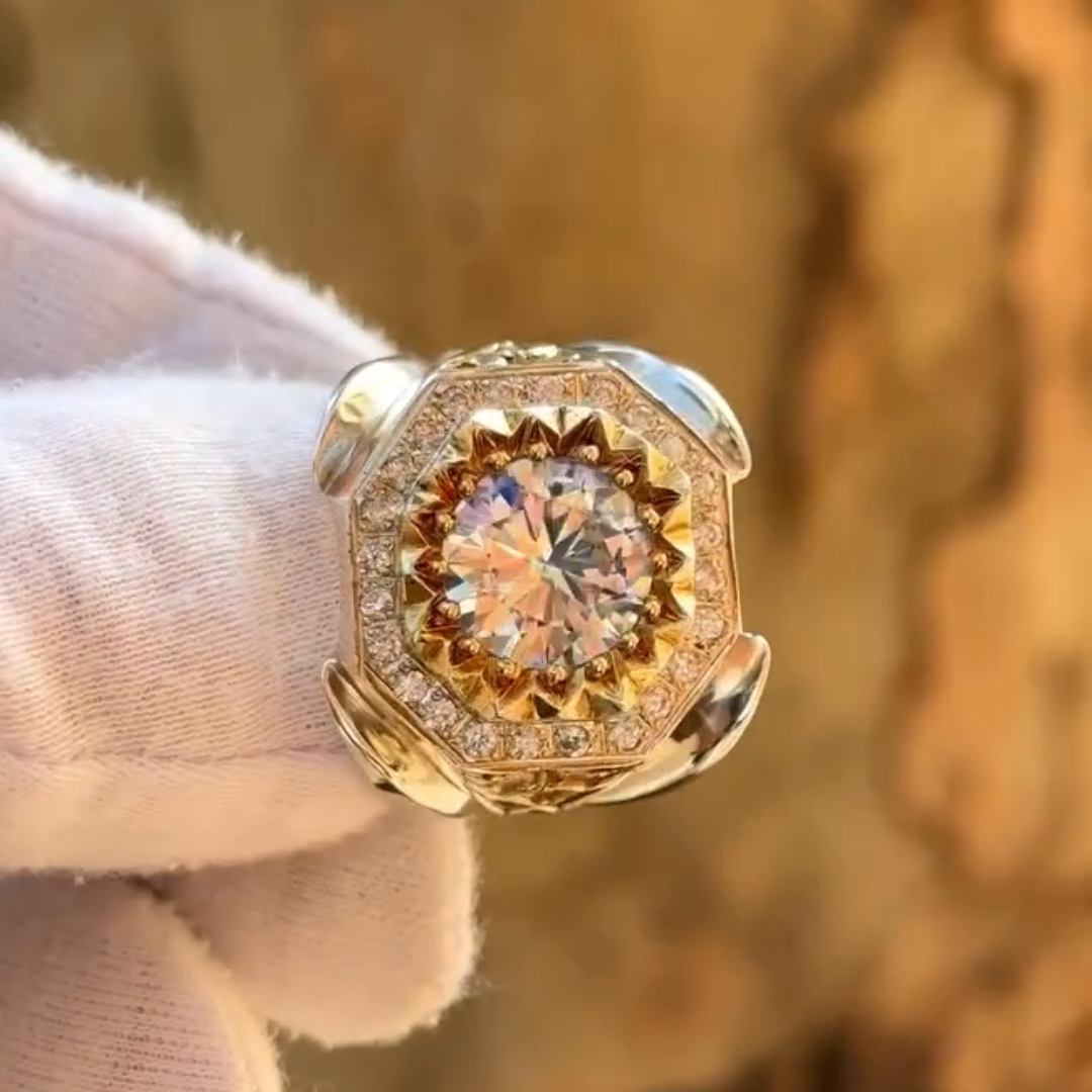 Men's 2ct Antique Russian White Stone Ring