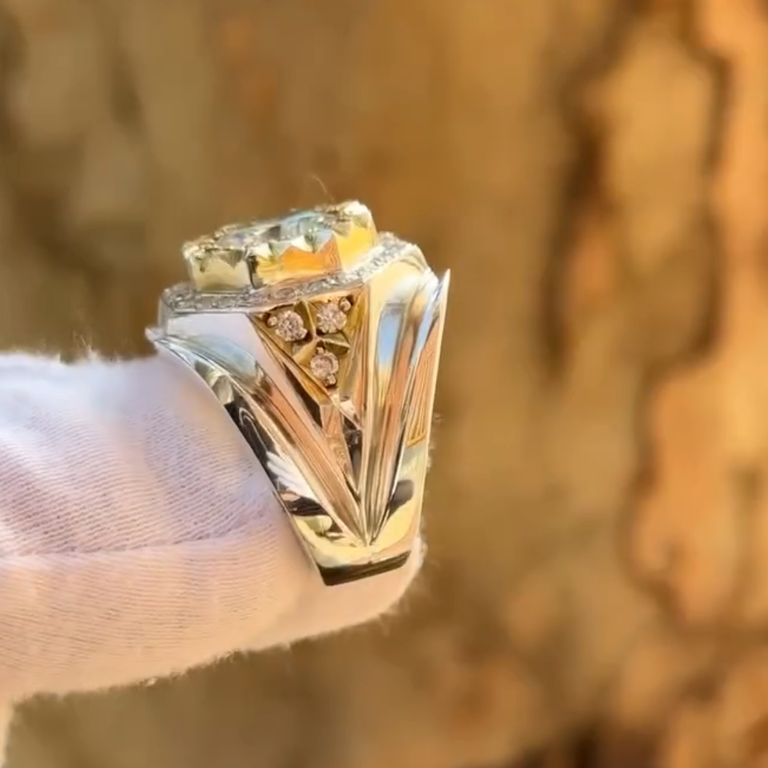 Men's 2ct Antique Russian White Stone Ring