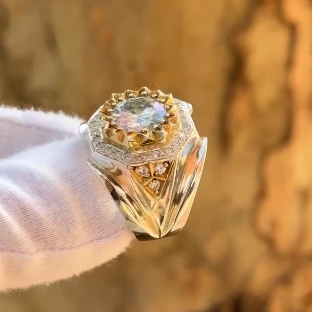 Men's 2ct Antique Russian White Stone Ring