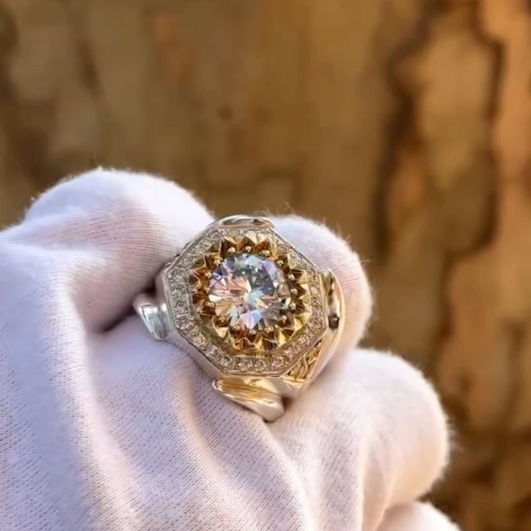 Men's 2ct Antique Russian White Stone Ring