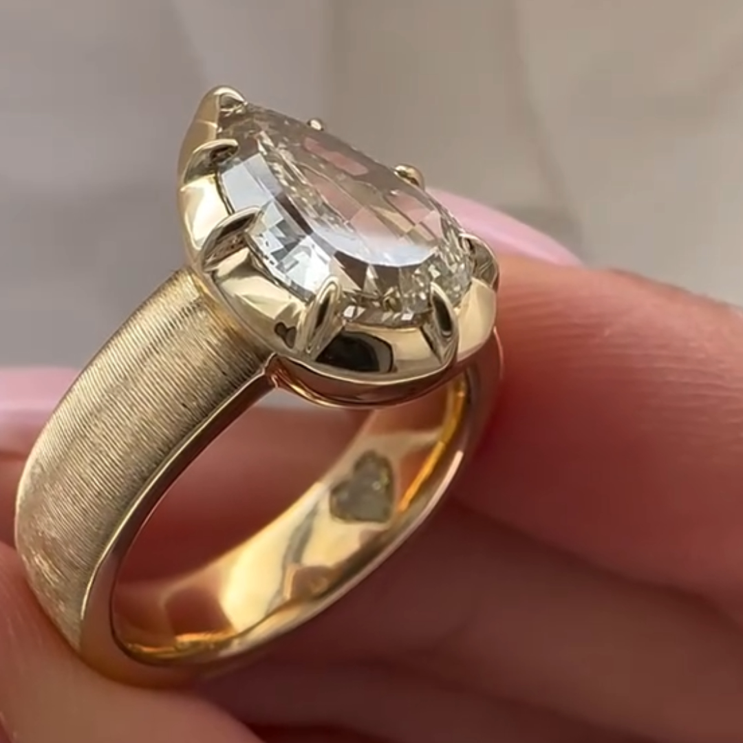 2ct Pear shape Champagne Step Cut  Ring