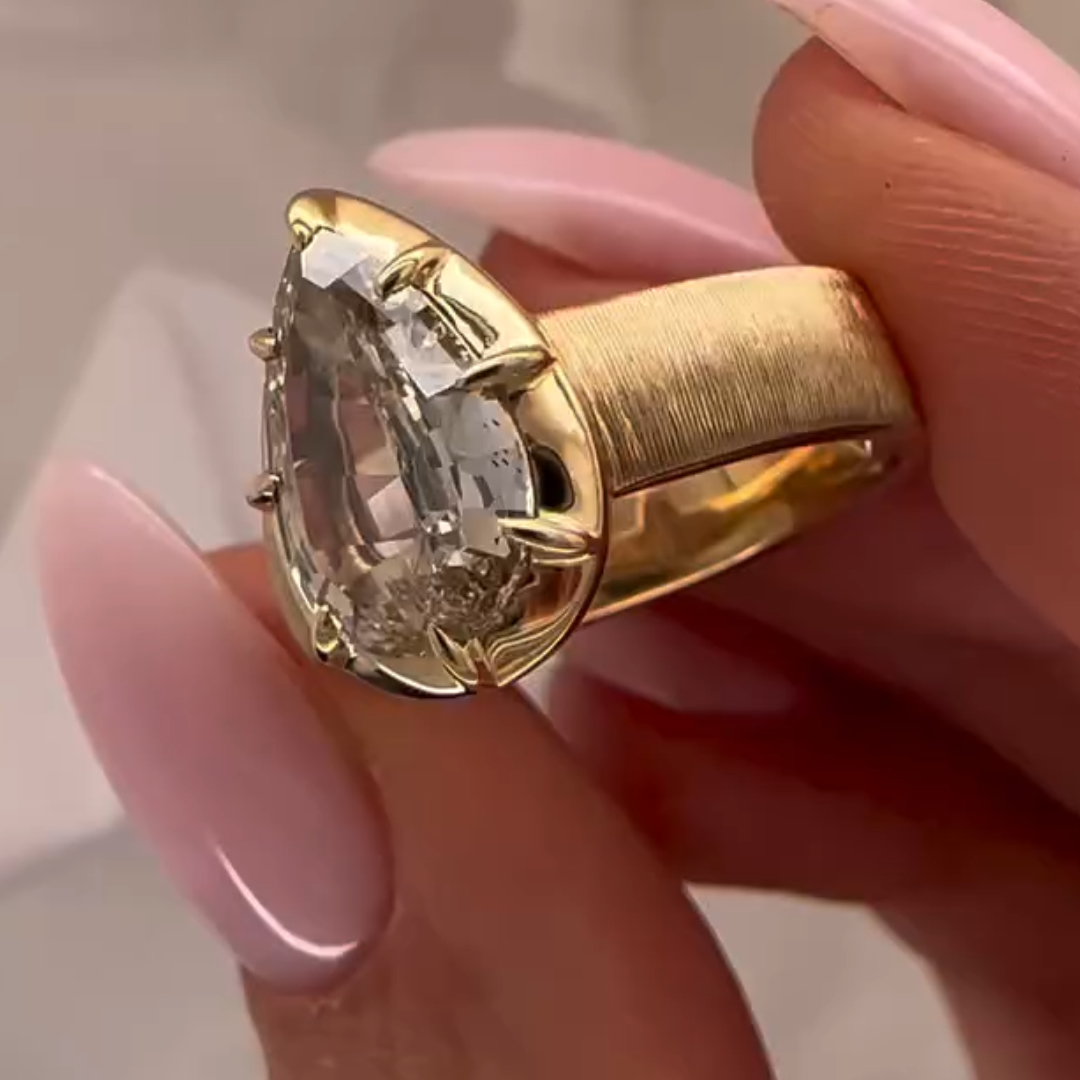 2ct Pear shape Champagne Step Cut  Ring