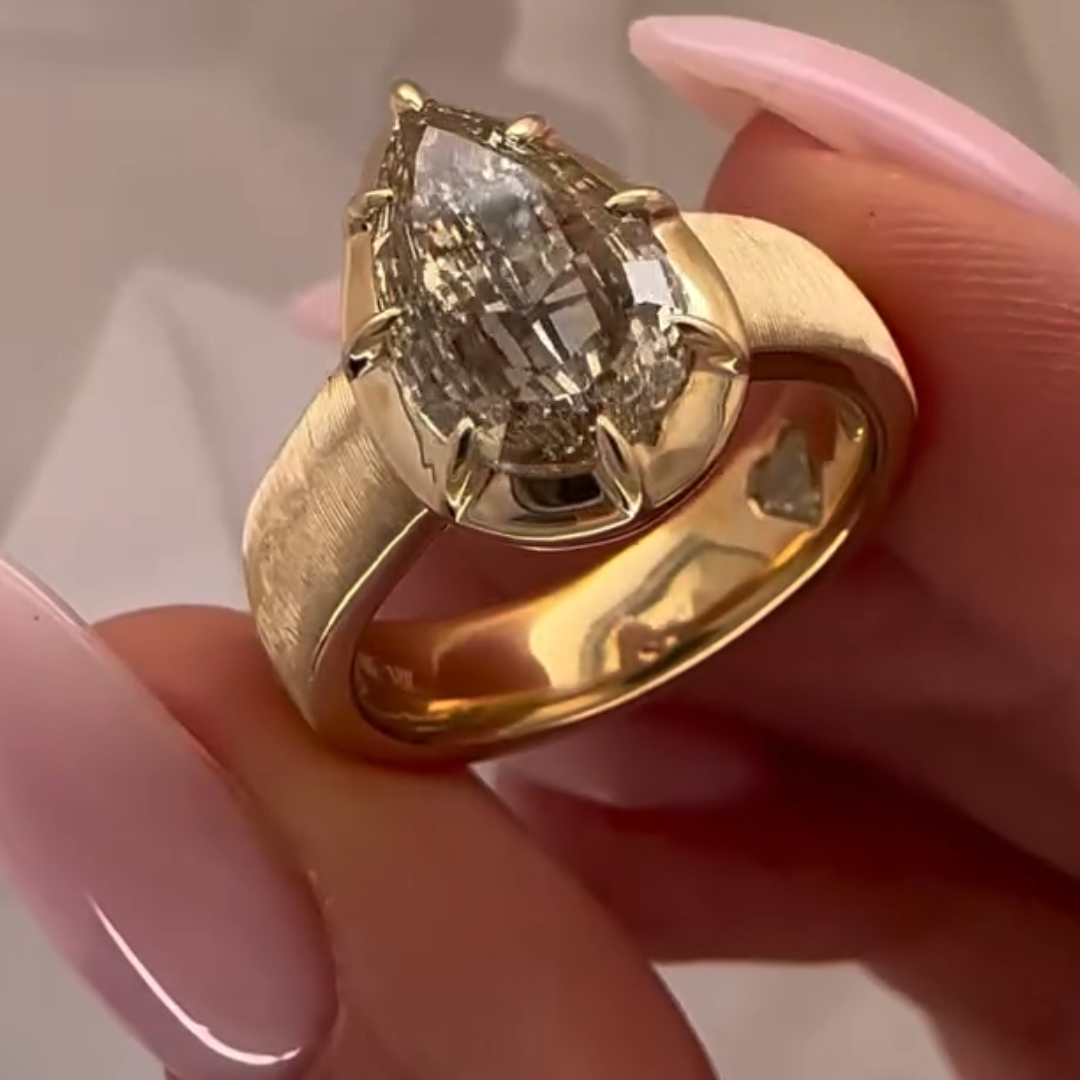 2ct Pear shape Champagne Step Cut  Ring