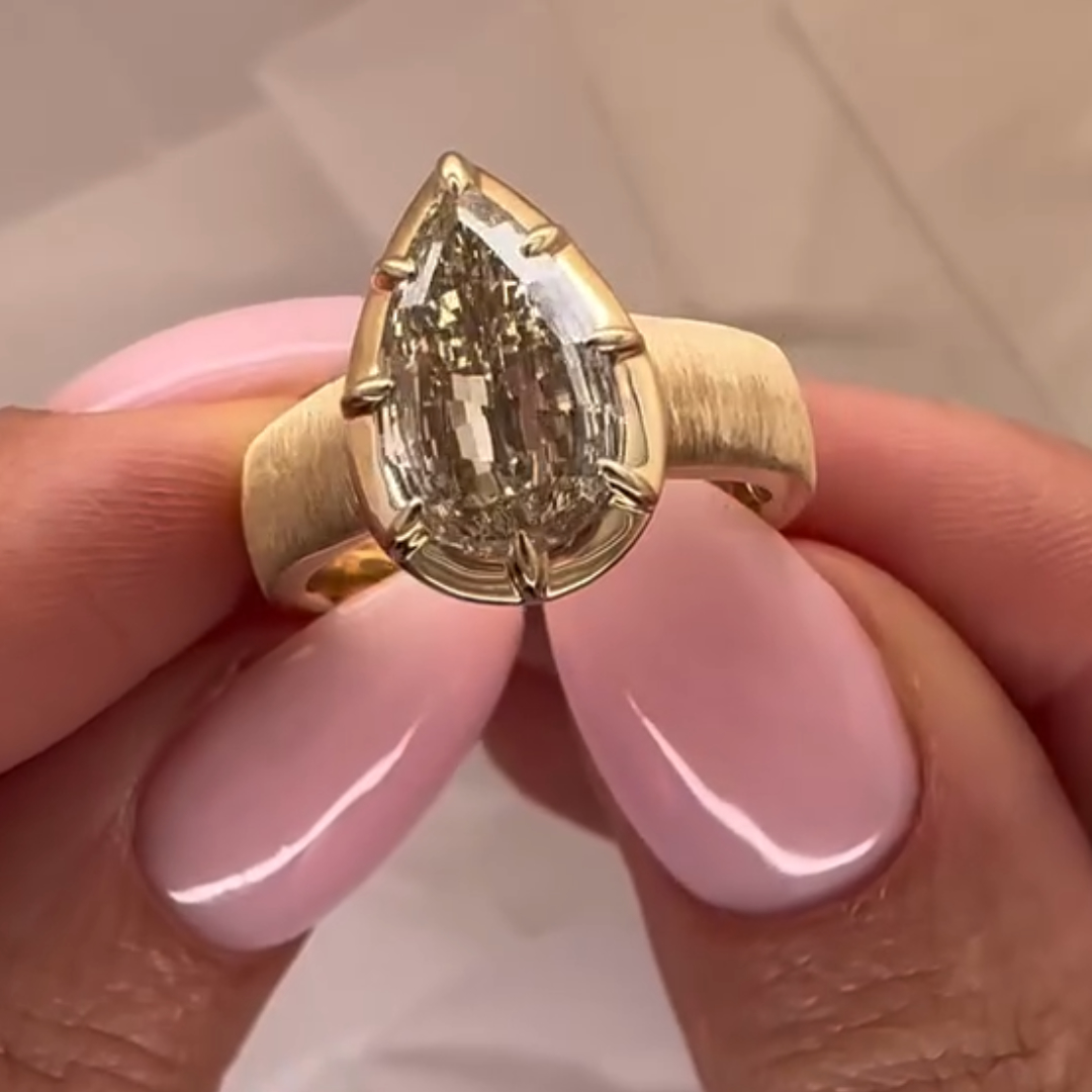 2ct Pear shape Champagne Step Cut  Ring
