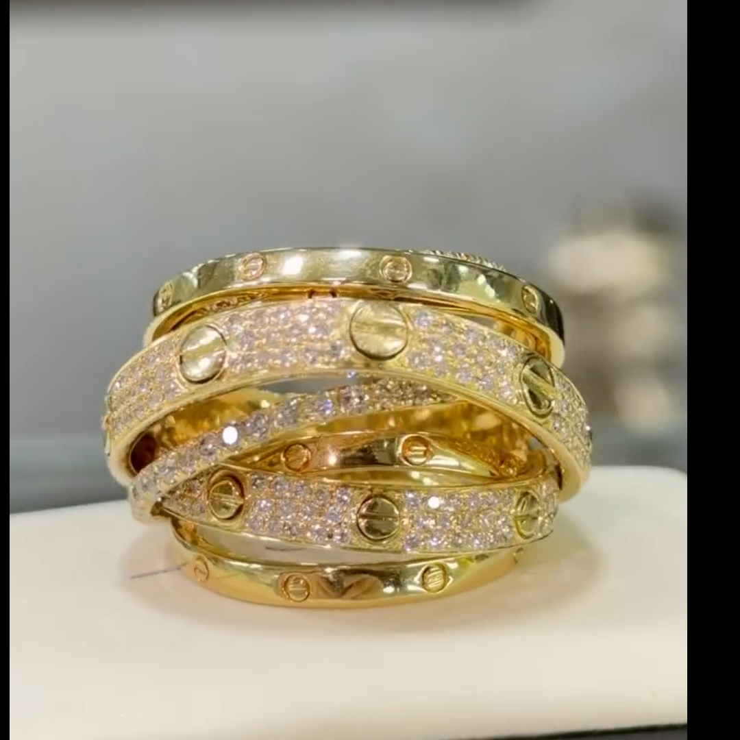 4.75ctw Bypass Design Ring in Gold Palting