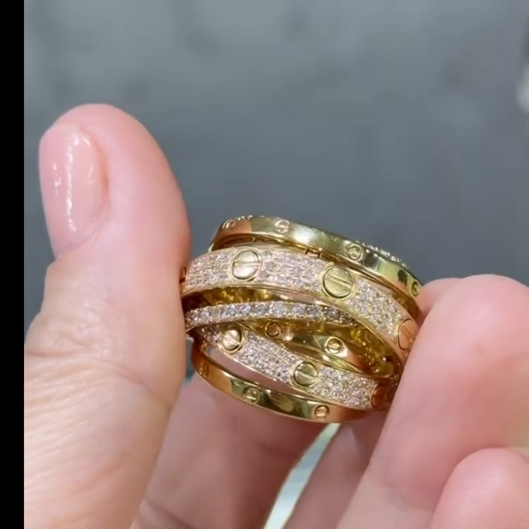 4.75ctw Bypass Design Ring in Gold Palting
