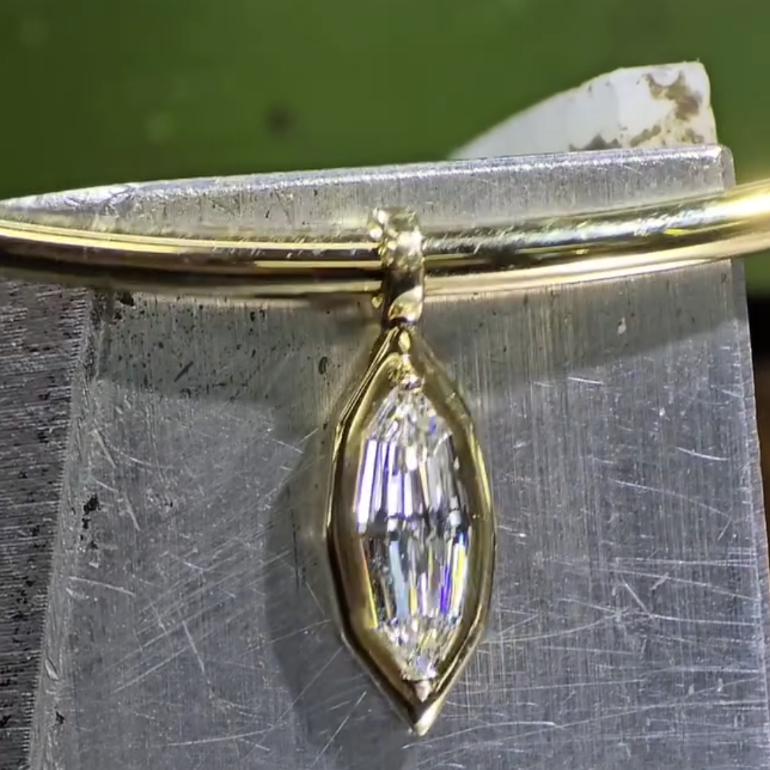1ct Step Cut Marquise Stone 3mm Choker Necklace