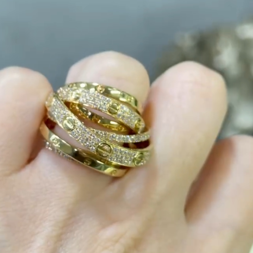 4.75ctw Bypass Design Ring in Gold Palting