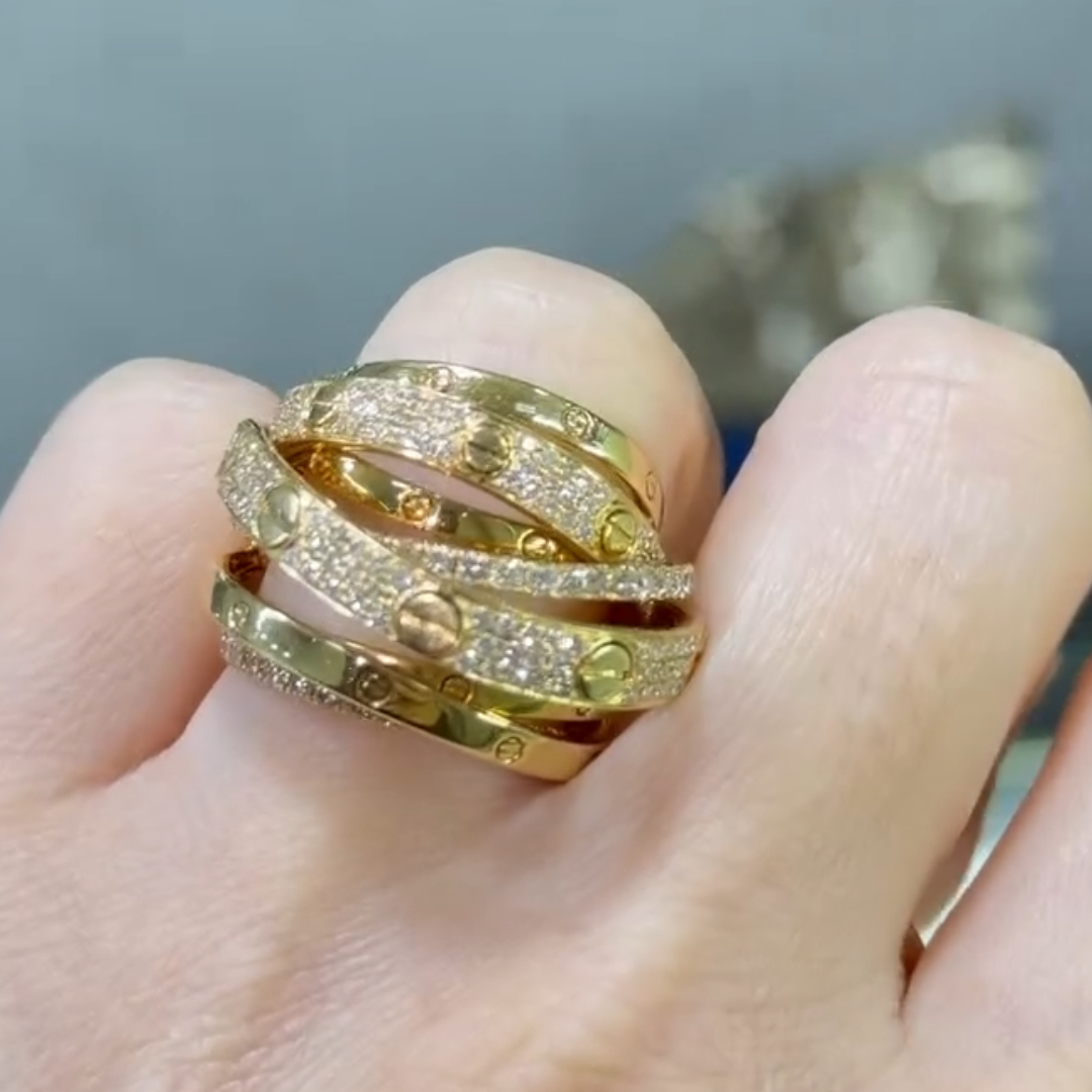 4.75ctw Bypass Design Ring in Gold Palting