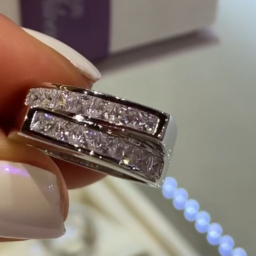 6.35ctw Princess Cut White Stone Eternity Ring