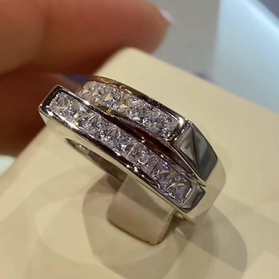 6.35ctw Princess Cut White Stone Eternity Ring