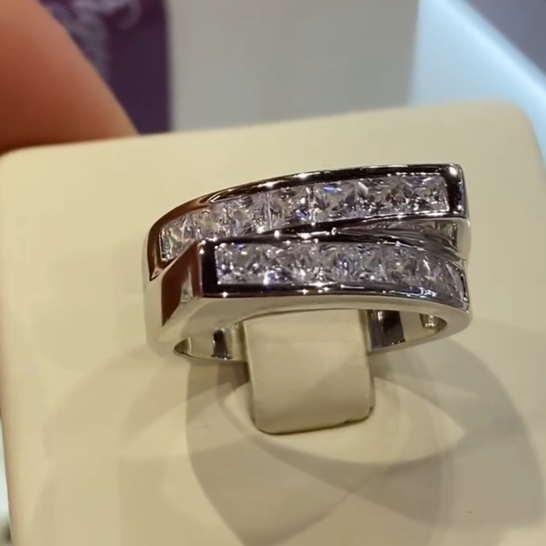 6.35ctw Princess Cut White Stone Eternity Ring