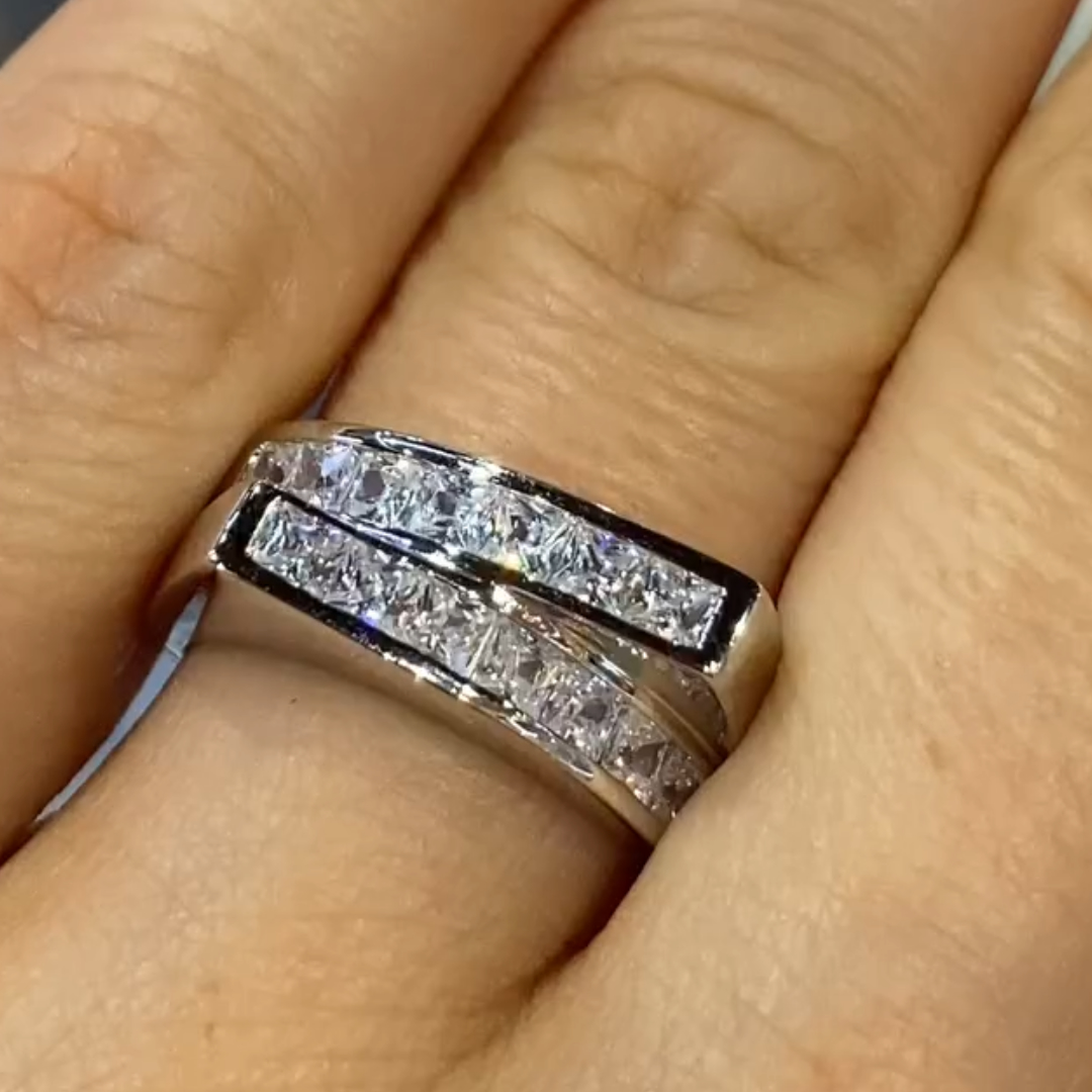 6.35ctw Princess Cut White Stone Eternity Ring