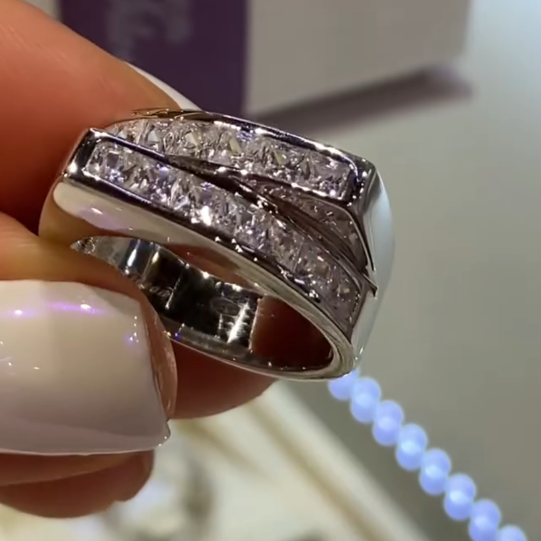 6.35ctw Princess Cut White Stone Eternity Ring