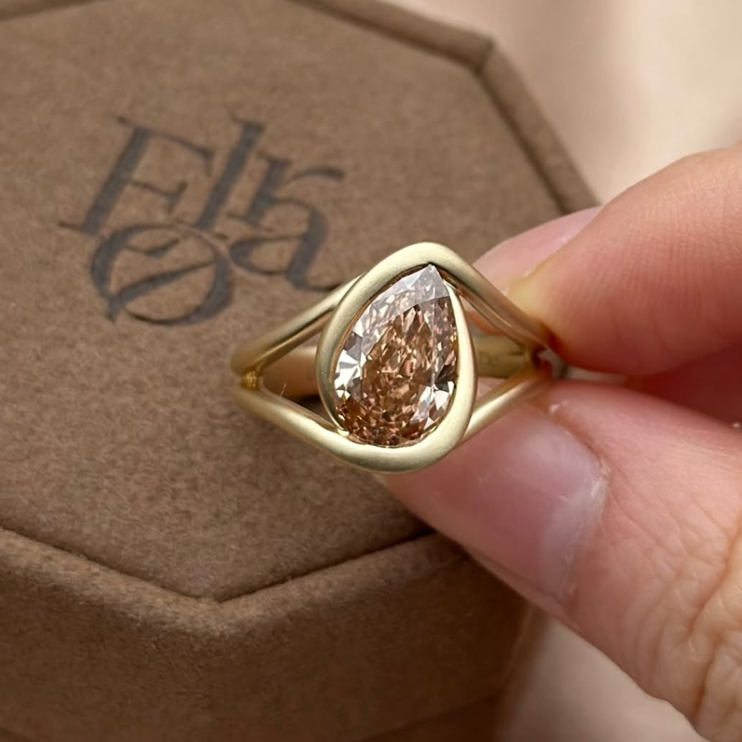 2.73ct Pear Shape Fancy Brown Stone Ring