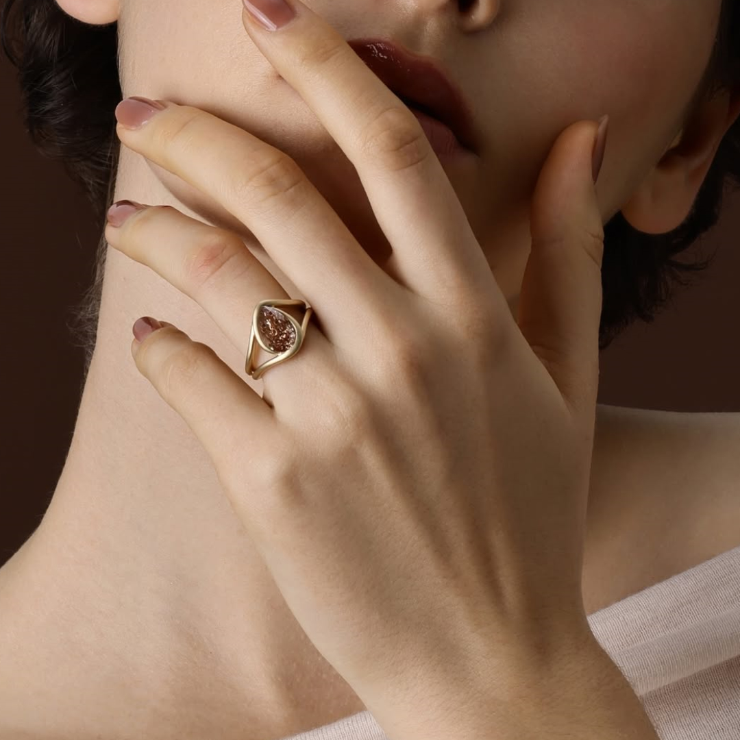 2.73ct Pear Shape Fancy Brown Stone Ring