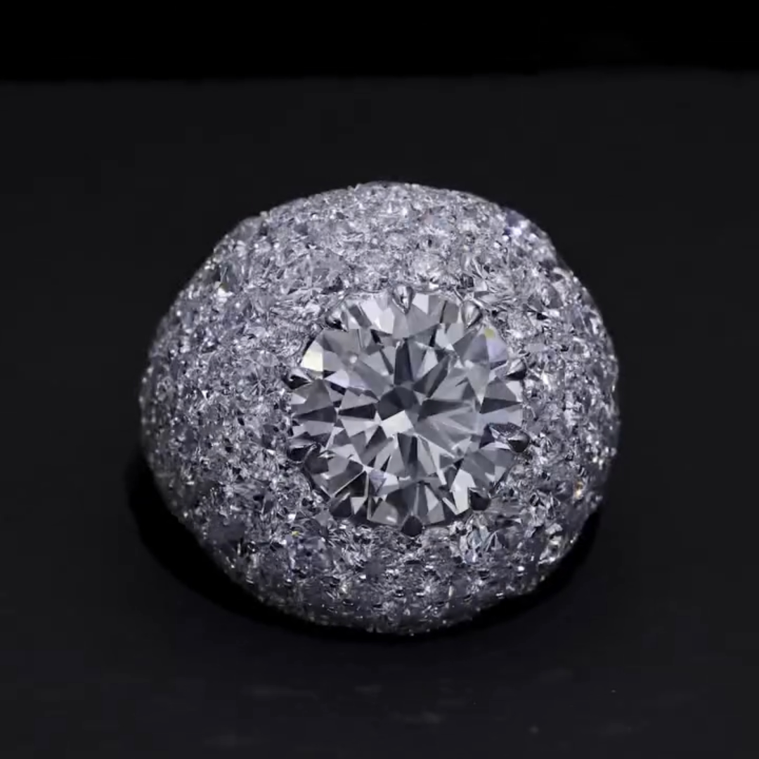 5ct Pave Set Round Cut White Stone Ring for Men