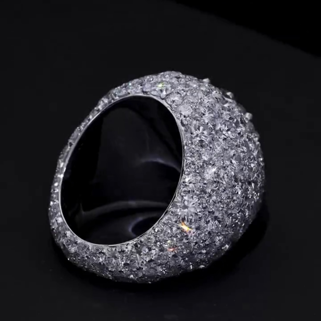 5ct Pave Set Round Cut White Stone Ring for Men