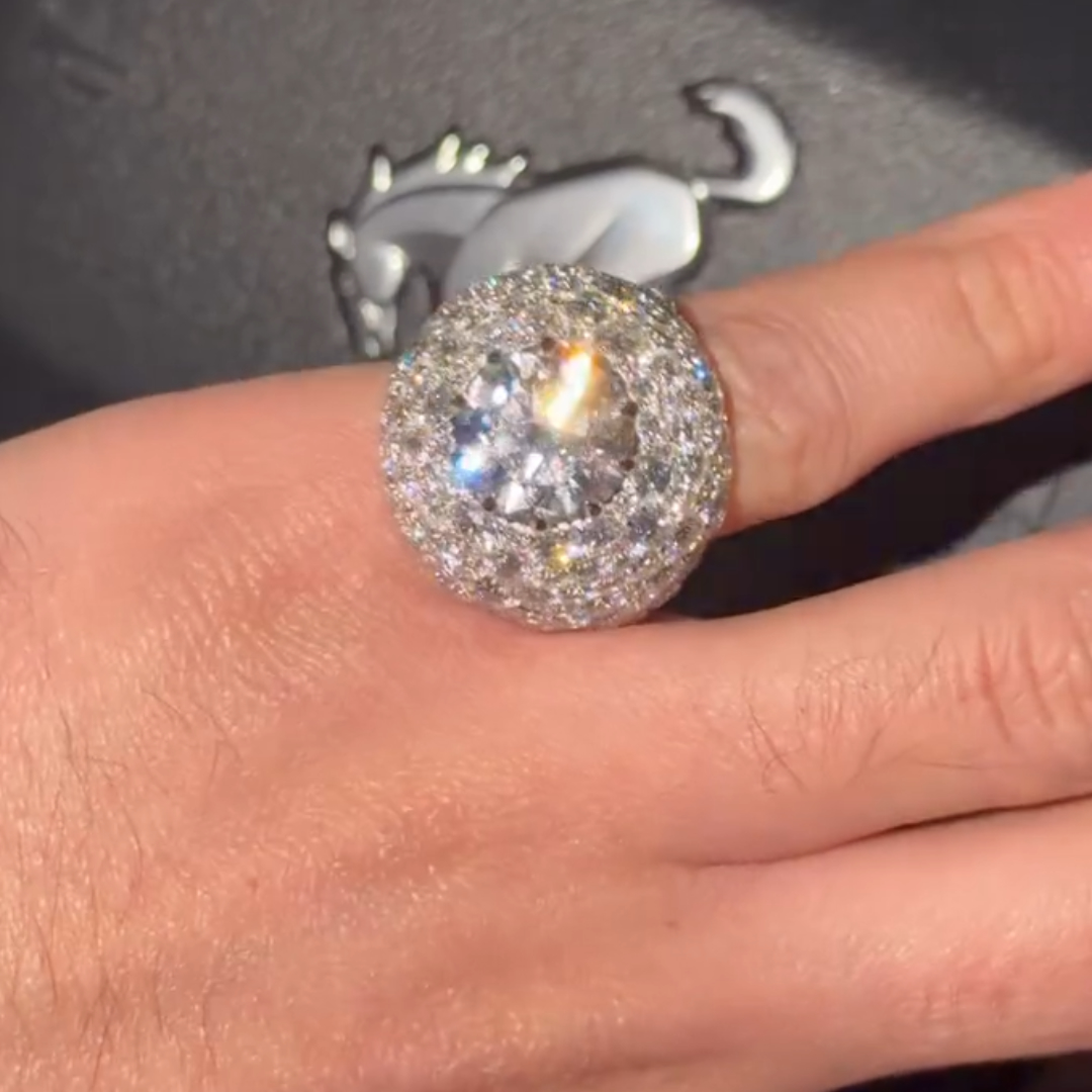 5ct Pave Set Round Cut White Stone Ring for Men