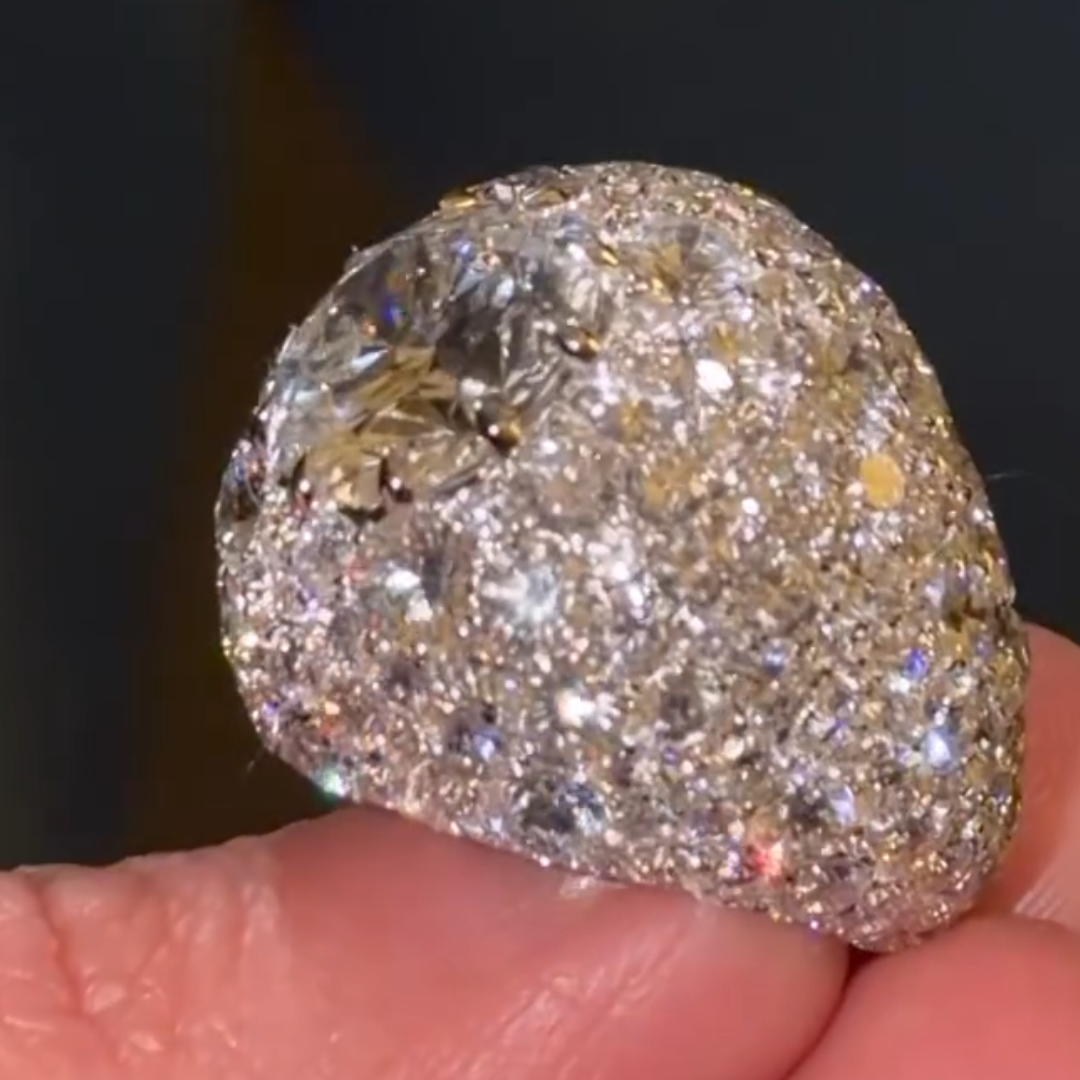 5ct Pave Set Round Cut White Stone Ring for Men