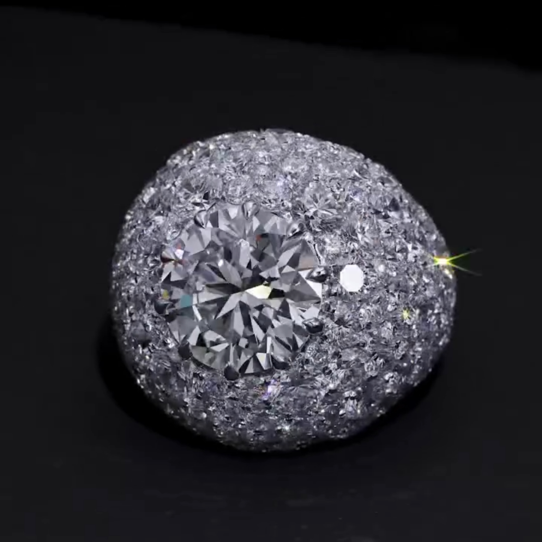 5ct Pave Set Round Cut White Stone Ring for Men