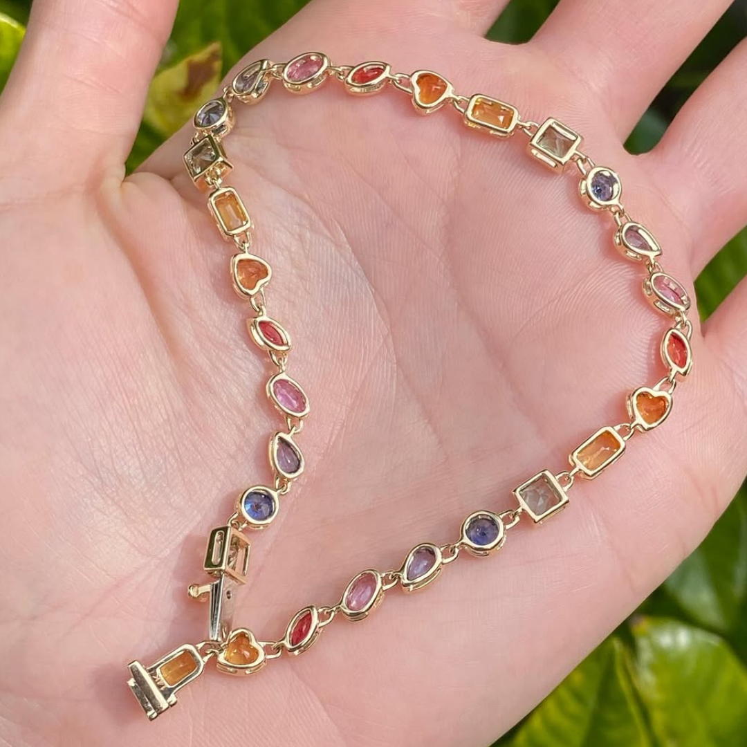 Classic Multi-cut Rainbow Sapphire Tennis Bracelet