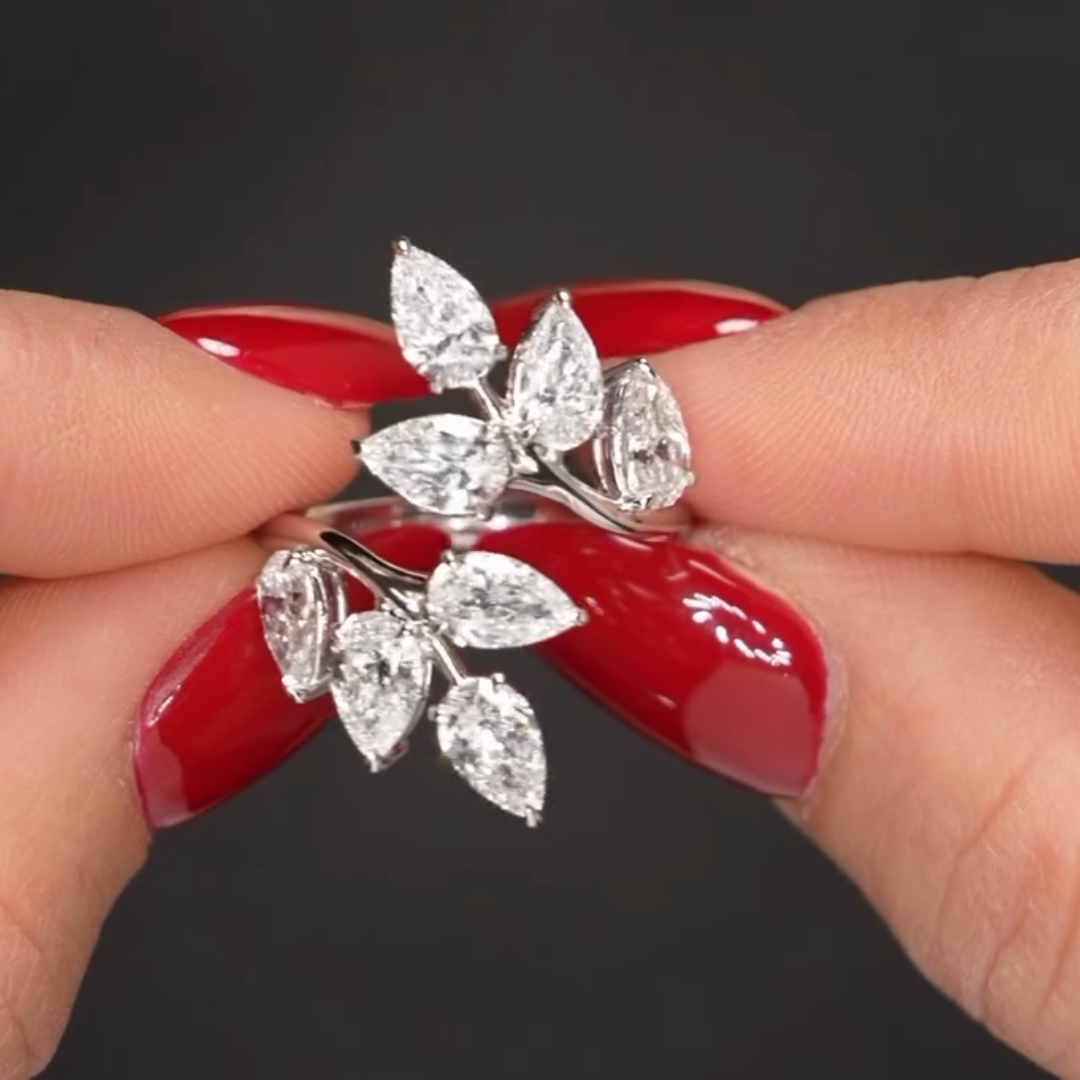 4ct Sculptural Branch design White Stone Band Ring