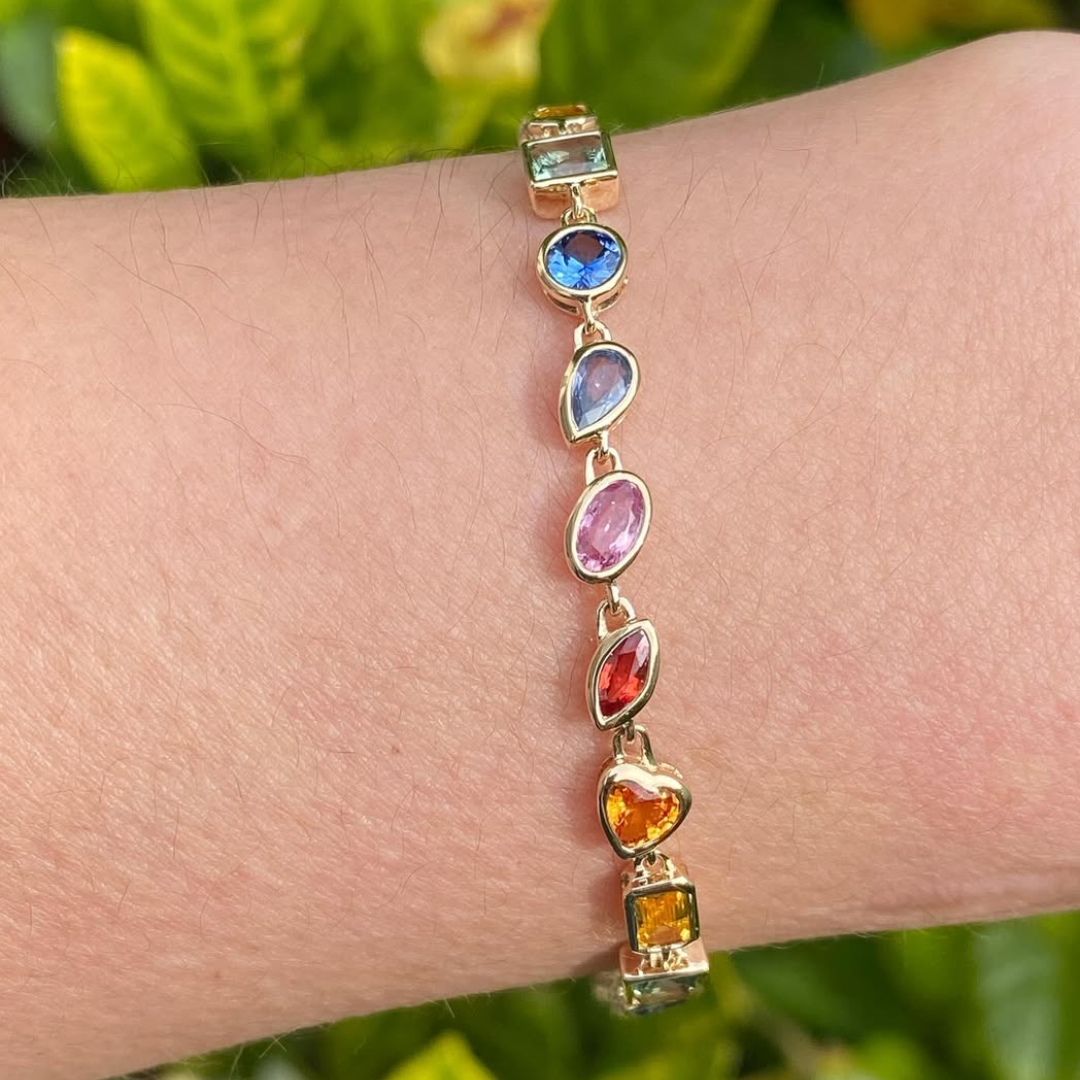 Classic Multi-cut Rainbow Sapphire Tennis Bracelet